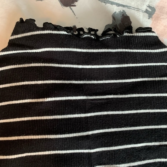 Mock neck, striped, short sleeved top - Picture 2 of 3